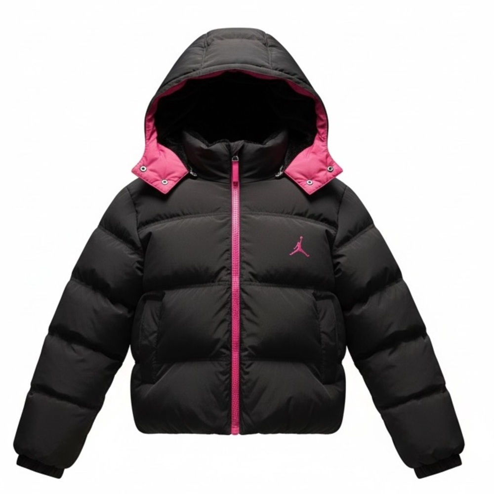 Jordan Heaviest Weight Black and Pink Puffer Jacket Sz Medium